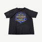 Vintage Harley Davidson black tee with Chrome Sweet Chrome bar and shield logo in blue flames