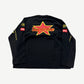 Supreme Vanson Leathers black longsleeve back, full panel collab print with bike-club typography