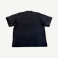Satoshi Nakamoto washed black short-sleeve tee back view with blank reverse panel and soft fade.