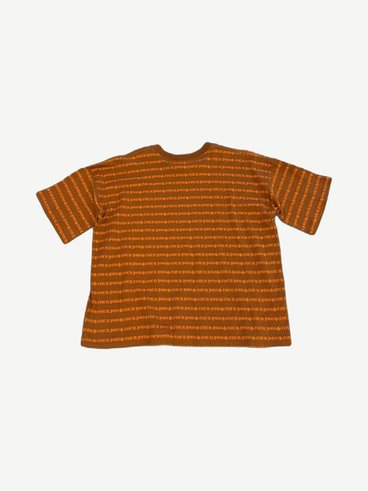 Chrome Hearts Matty Boy striped tee back view, banded stripes with Teens From Mars print