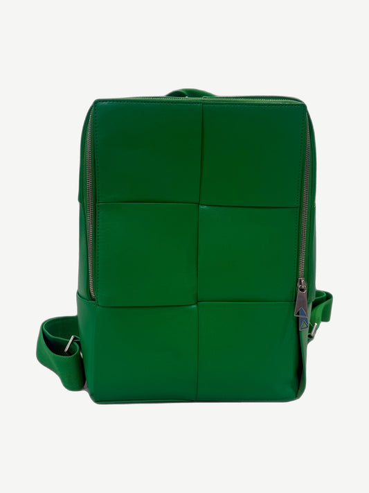 Bottega Veneta Green Arco Leather Intrecciato Backpack