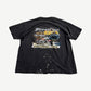 Vintage Harley Davidson Iron Stallion tee back view in faded black with dealership location text.