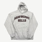GV Gallery Raspberry Hills gray hoodie front, embroidered chest logo and drawstring hood
