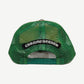Back view of Chrome Hearts Matty Boy trucker hat with green mesh paneling and embroidered gothic Chrome Hearts patch