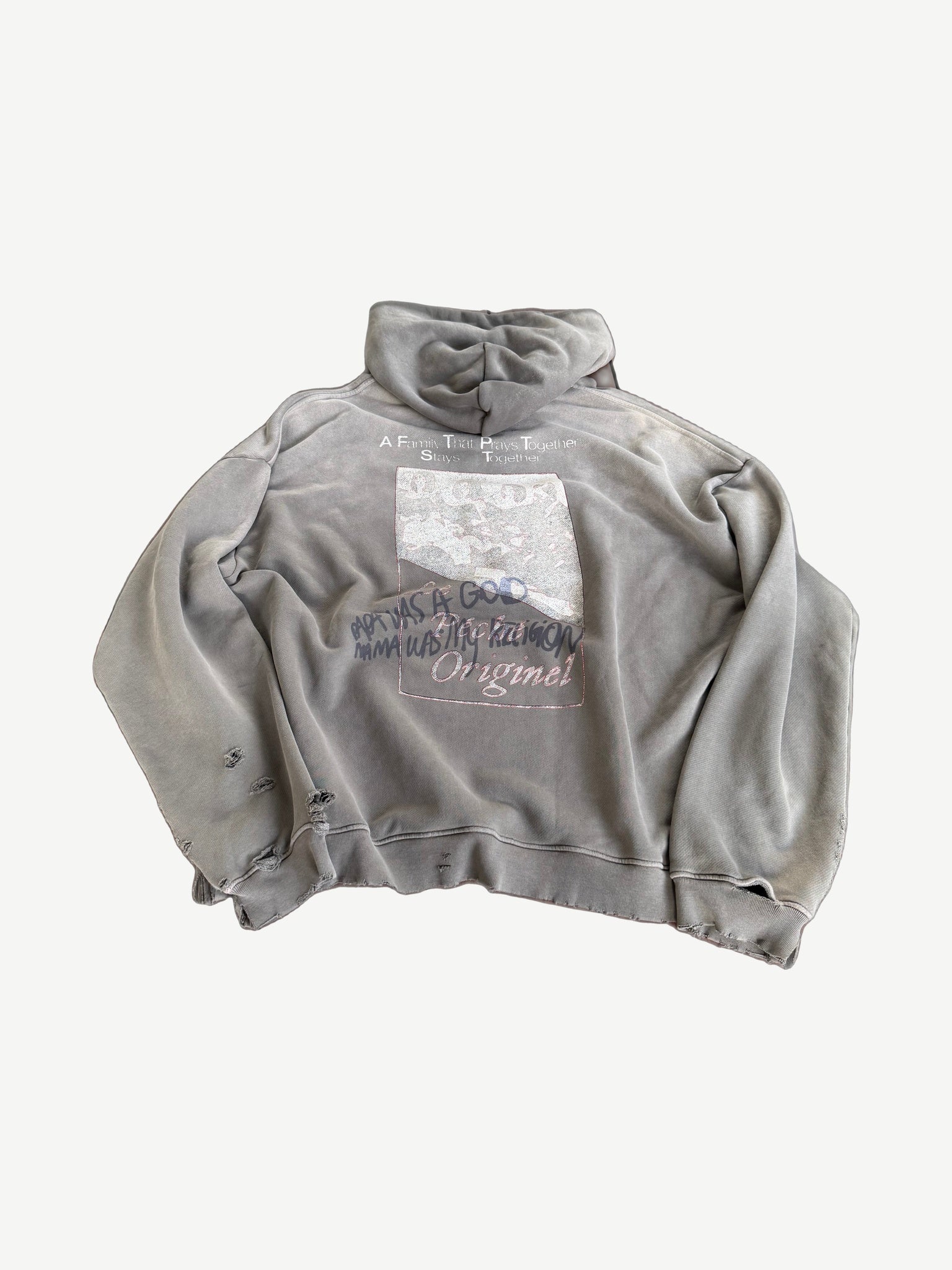 Paly Hollywood EPDS hoodie back view in heather gray fleece with large back graphic print.