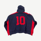 Back of HMDD Lisbon red zip-up hoodie showing sun-faded crimson tone and clean unbranded back panel.