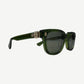 Chrome Hearts Sitonit sunglasses side profile with translucent green acetate frame and silver cross temple hinge