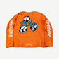 Chrome Hearts Matty Boy orange thermal back with graffiti BUILD bubble graphic and Hearts sleeve text