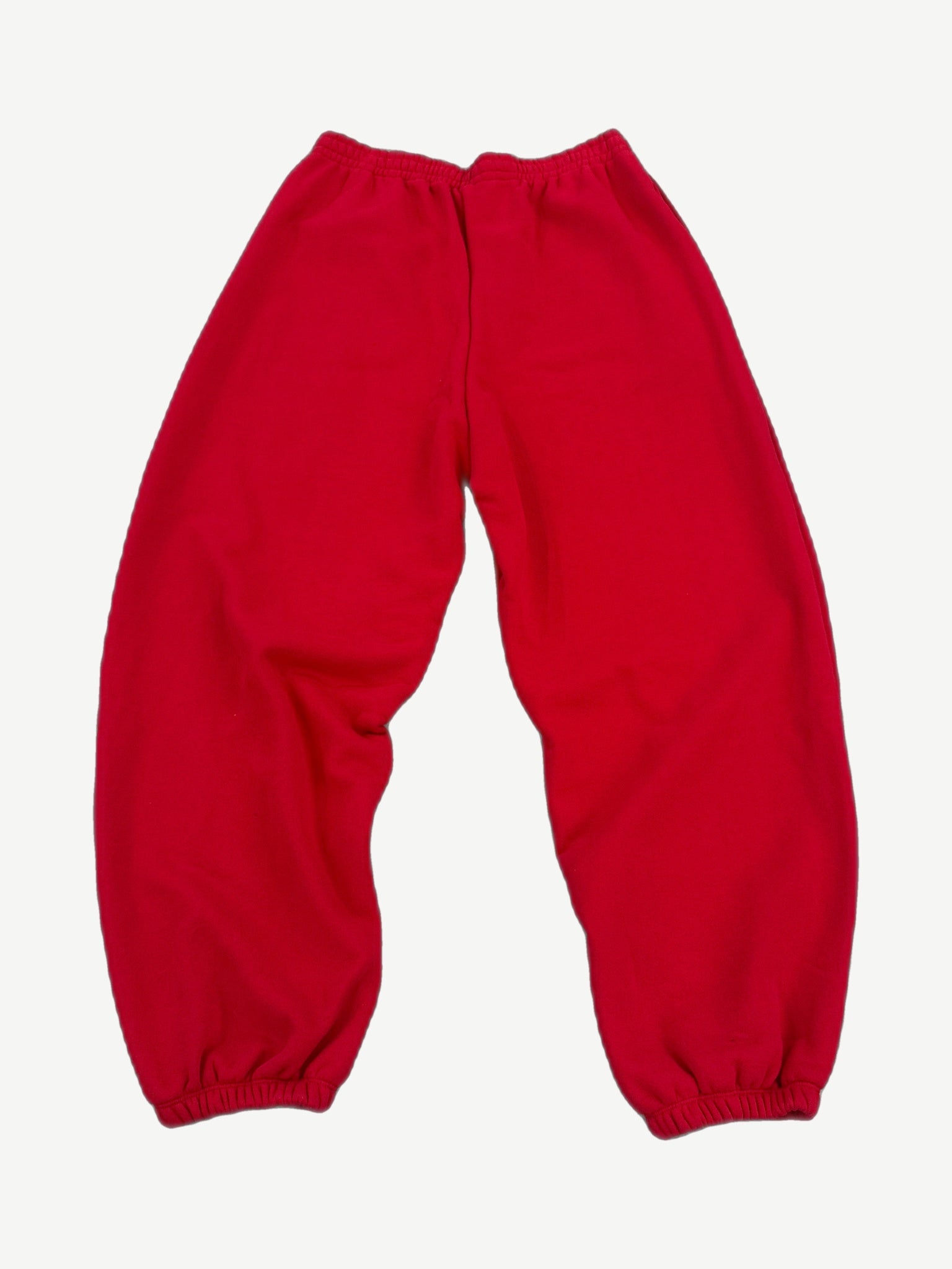 GV Gallery Raspberry Hills red fleece sweatpants back view with elastic waistband and cuffed ankle hems