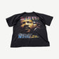 Vintage MLK Jr rap tee front, black cotton with portrait, US flag and civil rights march photo