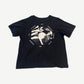 ERD black You Are Nothing tee back view with TV dinner octagonal text and photo graphic print
