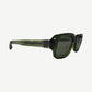 Chrome Hearts Matty Boy TV Party sunglasses side profile in translucent green acetate with silver cross temple plates