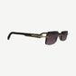 Chrome Hearts Wood Deep 1 rimless sunglasses side view with brown horn temples and engraved gold scroll arms
