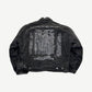 Enfants Riches Deprimes black work jacket back with greyscale Italian Romance figural print graphic.