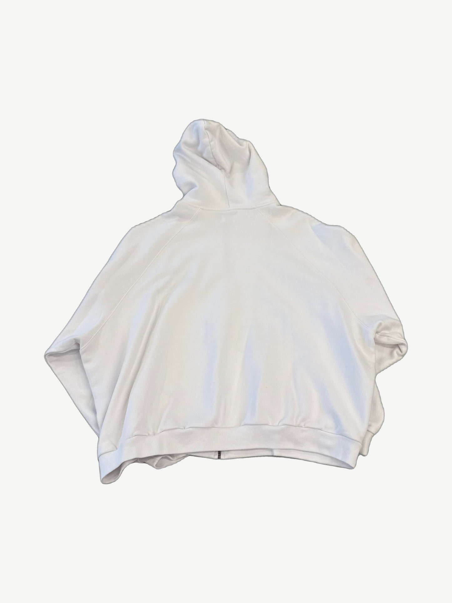 Hidden Season white wave zip up hoodie back view showing all-over wave quilting and clean blank panel