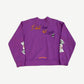 Chrome Hearts Matty Boy purple I Want More crewneck back view with large I Want More slogan print