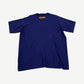 Louis Vuitton blue script logo tee back view showing solid royal blue cotton jersey and clean hem.