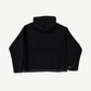Chrome Hearts black horseshoe polar fleece hoodie back view, fluffy textured panels and oversized cut