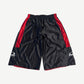 GV Gallery TJ Ford reversible shorts flipped to black side with red basketball mesh trim and printed graphics