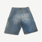 Kapital blue denim jewel shorts back view with carpenter pockets and small leather label
