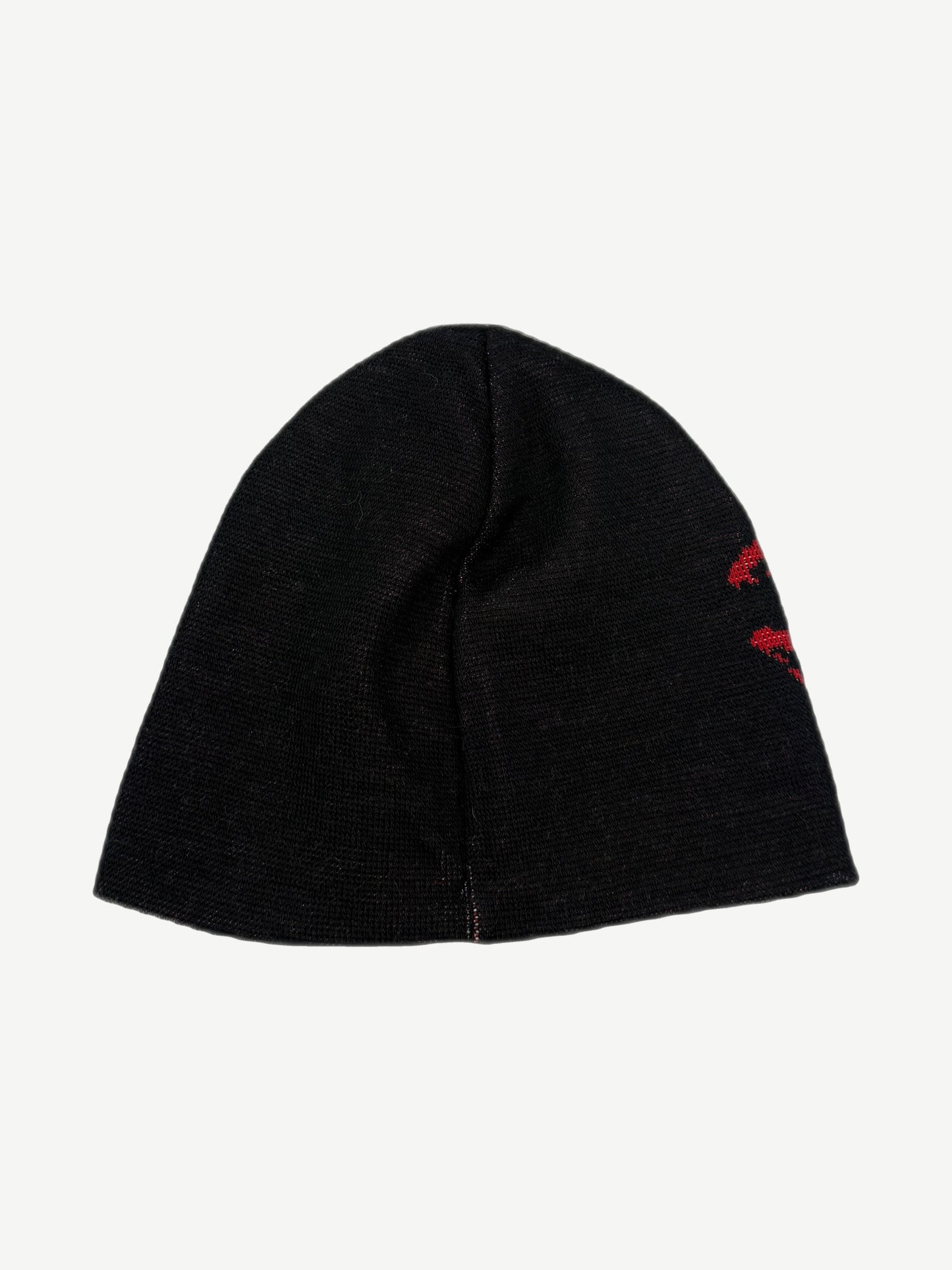 West Coast Choppers reversible beanie reverse side in olive with red iron cross embroidered patch.