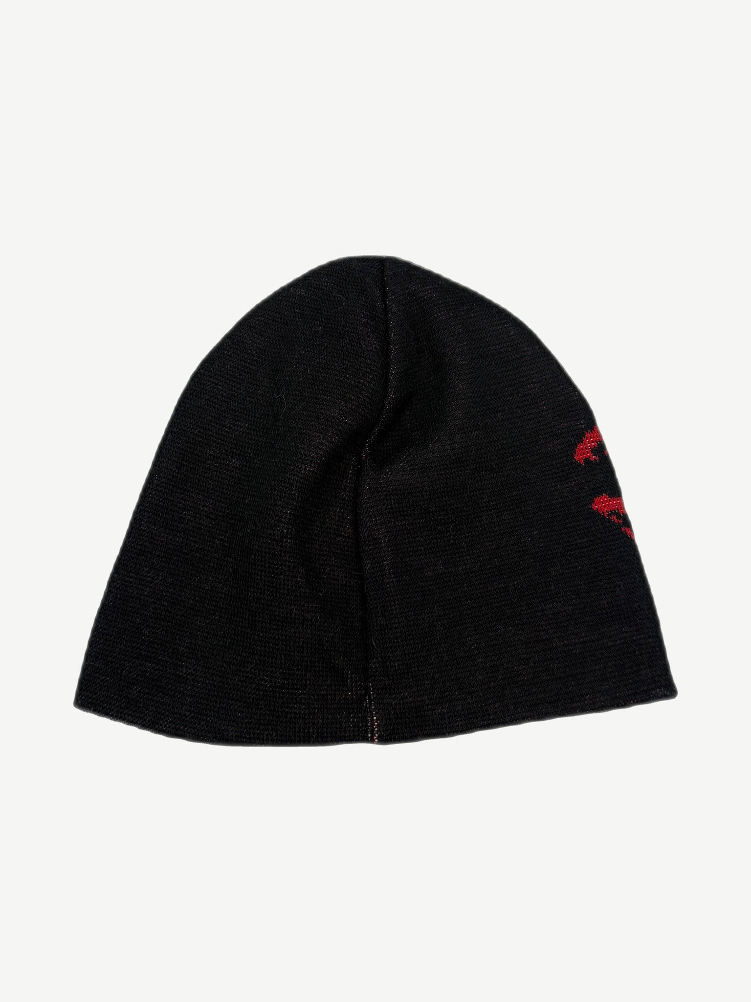 West Coast Choppers reversible beanie reverse side in olive with red iron cross embroidered patch.