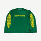 Chrome Hearts green mesh long sleeve jersey with floral print and CH cross logo at left chest