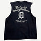 Vintage Harley-Davidson Detroit cutoff back, Old English Michigan print with gothic D graphic