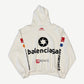 Balenciaga Top League hoodie back showing oversized fit, plain white panel and ribbed hem detail