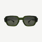 Chrome Hearts Matty Boy TV Party sunglasses front view with translucent green rectangular frames and tinted lenses