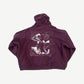ERD burgundy Remember When hoodie sleeve view with typewriter text print down the arm.