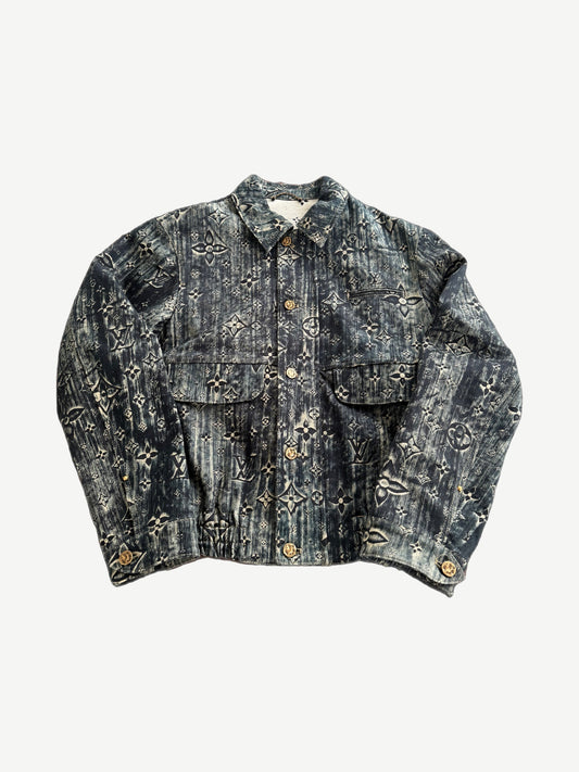 Louis Vuitton blue star monogram denim jacket with allover LV monogram and star-pattern wash.