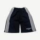 GV Gallery Raspberry Hills black Gladiator sweat shorts with white side stripes and small logo at the hem