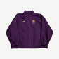 Supreme x Umbro plum purple cotton ripstop track jacket front with Umbro diamond and Supreme world famous crest