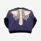 Kapital two-tone crewneck back with large cream bone ribcage and spine print on faded purple panel