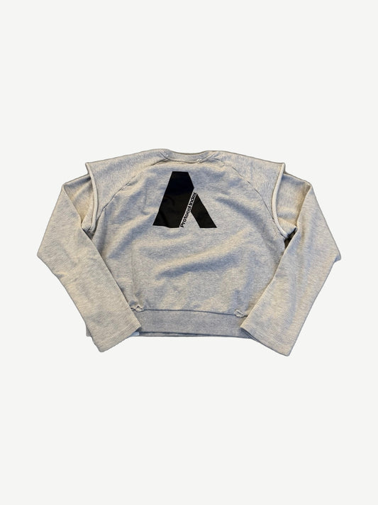 Protocol Index melange grey thermal jersey back view with oversized black A logo print on heather