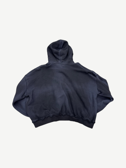 GV Gallery Raspberry Hills navy Pamela Anderson zipup back, faded washed hoodie with raw hem