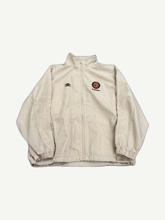 Supreme x Umbro stone cream cotton ripstop track jacket with embroidered Umbro crest