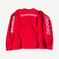 Chrome Hearts red longsleeve tee back with white scroll banner Horseshoe Logo graphic