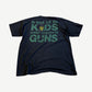 Vintage Pearl Jam Choices tee back with green distressed crayons over guns slogan graphic print.