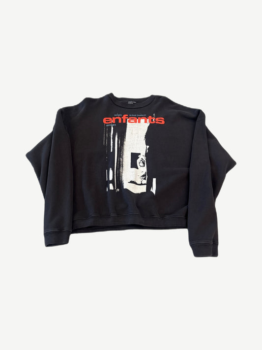 Enfants Riches Deprimes Bondage 14 black crewneck with red enfants logo and bondage photo screen print