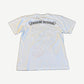 Chrome Hearts Matty Boy white tee back with gothic Chrome Hearts banner logo across upper shoulders.