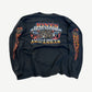 Back of vintage Harley Davidson Arkansas longsleeve tee with flame eagle motif and dealer text print.