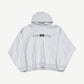 Balenciaga light grey inside out hoodie with reversed Balenciaga logo print and exposed seam construction