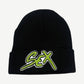 Chrome Hearts x Matty Boy Sex Records black ribbed beanie with stitched leather patch on front cuff