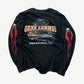 Harley Davidson Gene Lummus longsleeve back showing large skull, flames and biker shop graphic print.