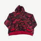 HMDD Chimstone zipup hoodie front view in red camouflage cotton fleece with full zip and kangaroo pockets