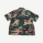 Chrome Hearts Matty Boy Sex Records camo shirt back view with Old English script print on green camouflage.