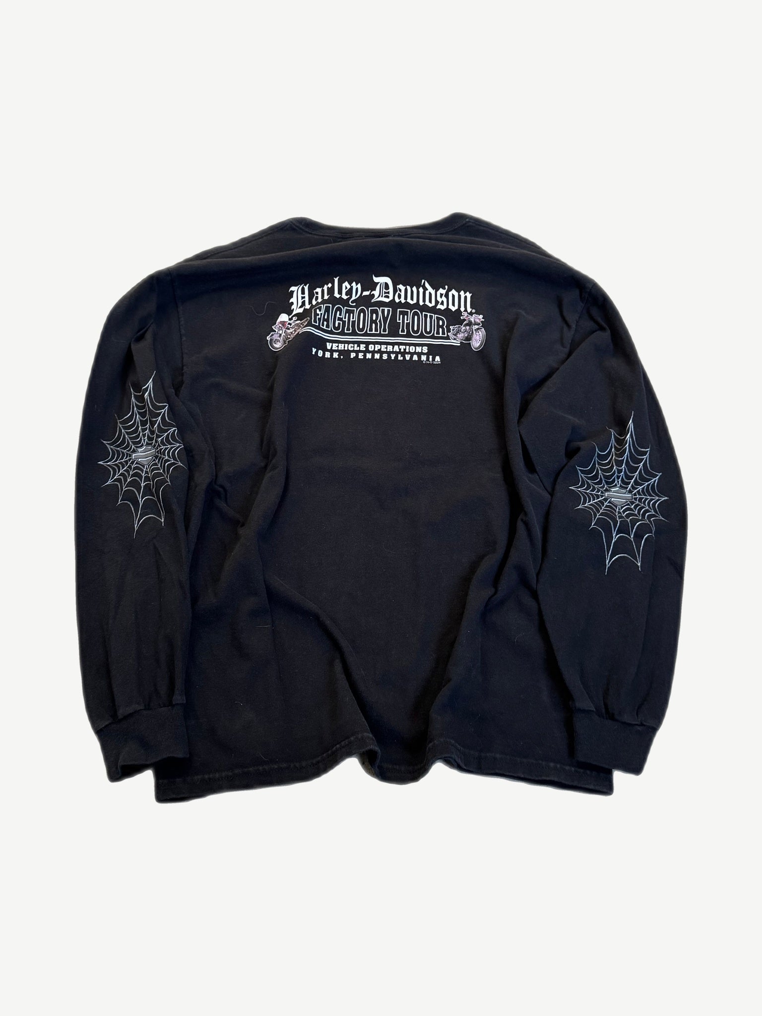 Vintage Harley-Davidson Factory Tour longsleeve back with York Pennsylvania text print