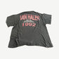 Vintage Van Halen 1992 tee back, faded black with red Van Halen Sports Arena Los Angeles tour date print.